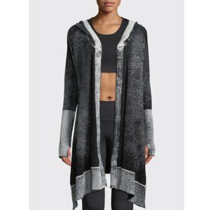 Blanc Noir Huntress Hooded Long Cardigan Duster Open Front Sweater M